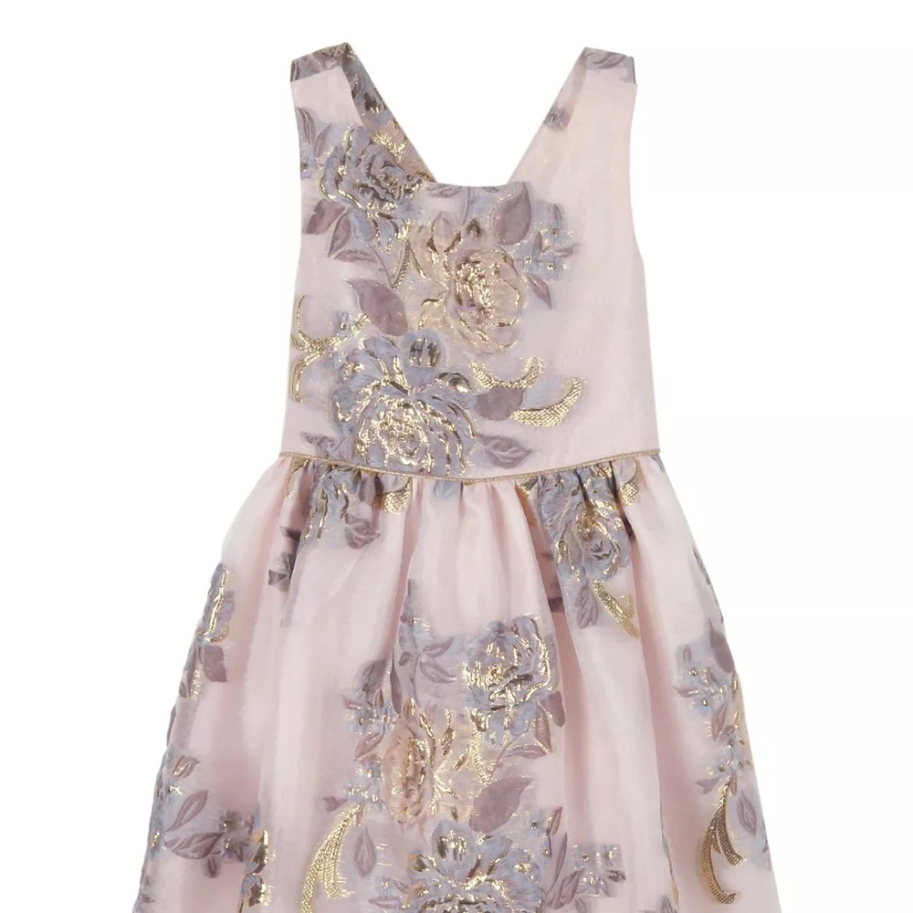 Pink & Violet Toddler Girls Brocade Organza with Lurex Dress